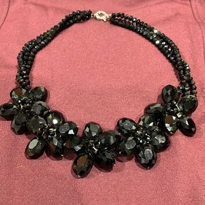 Black Flower Statement Necklace G1